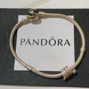 Pandora Sterling Silver 7" Snakechain Bracelet w/ Coiled Snake Charm 790171